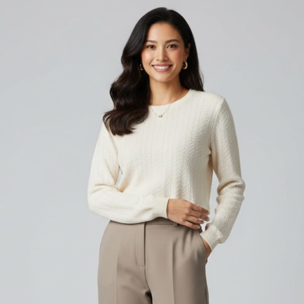Talbots Buttery‎ Yellow Cotton Cable Knit Sweater